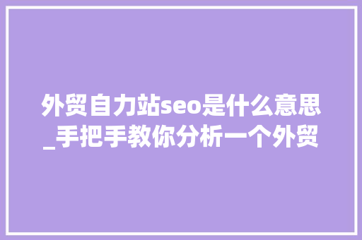 外贸自力站seo是什么意思_手把手教你分析一个外贸自力站 外贸自力站seo是什么意思_手把手教你分析一个外贸自力站 百度SEO