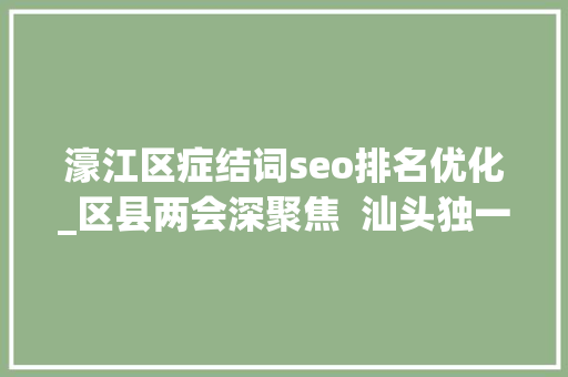 濠江区症结词seo排名优化_区县两会深聚焦  汕头独一范例区濠江若何走在百切切工程前列 濠江区症结词seo排名优化_区县两会深聚焦  汕头独一范例区濠江若何走在百切切工程前列 网站建设公司