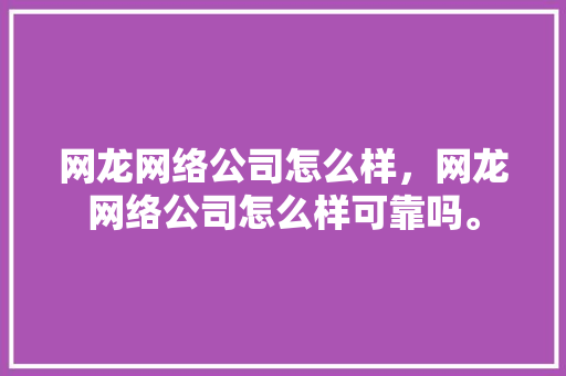 网龙网络公司怎么样，网龙网络公司怎么样可靠吗。