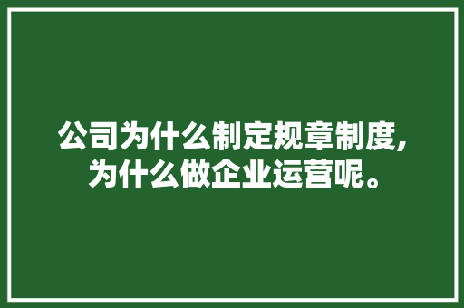 公司为什么制定规章制度,为什么做企业运营呢。 公司为什么制定规章制度,为什么做企业运营呢。 网站建设公司