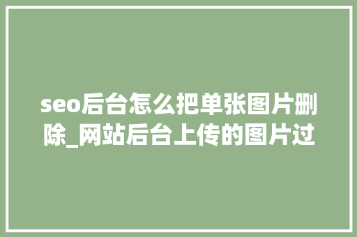 seo后台怎么把单张图片删除_网站后台上传的图片过大年夜会导致哪些问题单张若干kb比较合适 seo后台怎么把单张图片删除_网站后台上传的图片过大年夜会导致哪些问题单张若干kb比较合适 搜狗SEO