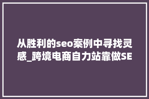 从胜利的seo案例中寻找灵感_跨境电商自力站靠做SEO优化日均出100单的成功案例 从胜利的seo案例中寻找灵感_跨境电商自力站靠做SEO优化日均出100单的成功案例 SEO关键词