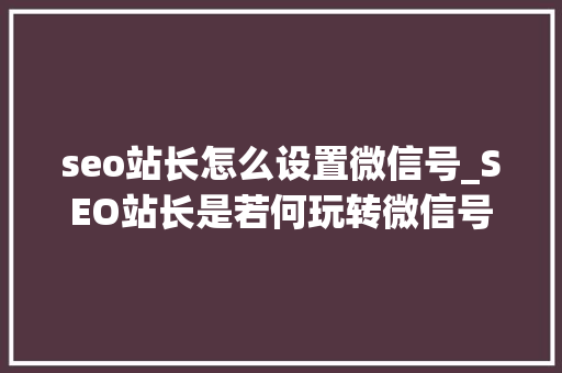 seo站长怎么设置微信号_SEO站长是若何玩转微信号的 seo站长怎么设置微信号_SEO站长是若何玩转微信号的 搜狗SEO