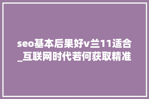 seo基本后果好v兰11适合_互联网时代若何获取精准流量SEO优化排名理解一下 seo基本后果好v兰11适合_互联网时代若何获取精准流量SEO优化排名理解一下 SEO关键词