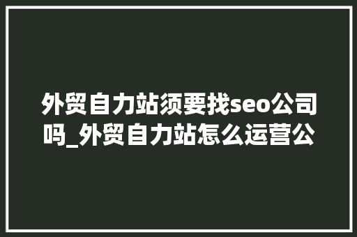 外贸自力站须要找seo公司吗_外贸自力站怎么运营公司的SEO团队要怎么治理啊 外贸自力站须要找seo公司吗_外贸自力站怎么运营公司的SEO团队要怎么治理啊 网站建设公司