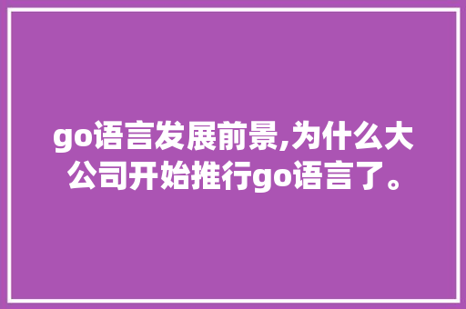 go语言发展前景,为什么大公司开始推行go语言了。 go语言发展前景,为什么大公司开始推行go语言了。 必应SEO