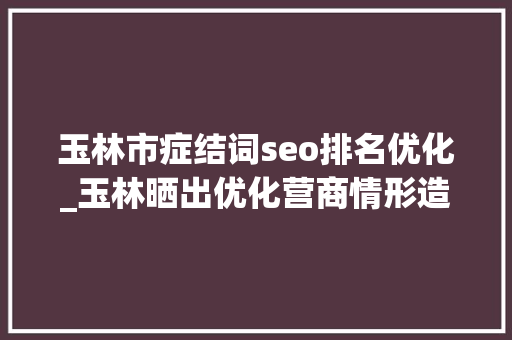 玉林市症结词seo排名优化_玉林晒出优化营商情形造诣单