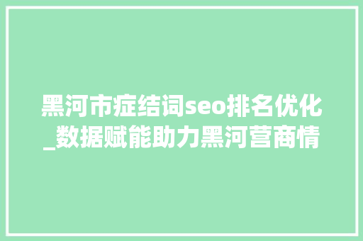 黑河市症结词seo排名优化_数据赋能助力黑河营商情形优化进级 黑河市症结词seo排名优化_数据赋能助力黑河营商情形优化进级 百度SEO