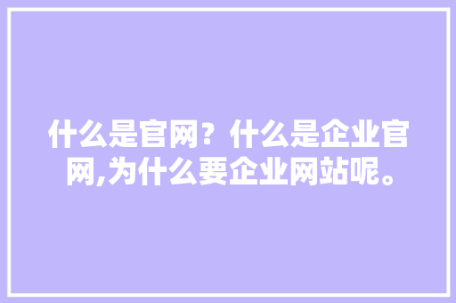 什么是官网？什么是企业官网,为什么要企业网站呢。 什么是官网？什么是企业官网,为什么要企业网站呢。 网站建设公司