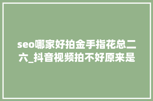 seo哪家好拍金手指花总二六_抖音视频拍不好原来是对象没用对送你30款抖音运营对象