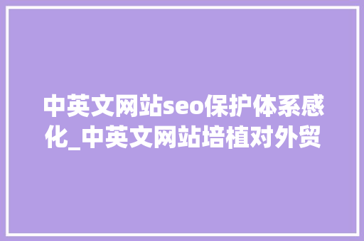 中英文网站seo保护体系感化_中英文网站培植对外贸企业的重要性 中英文网站seo保护体系感化_中英文网站培植对外贸企业的重要性 百度SEO