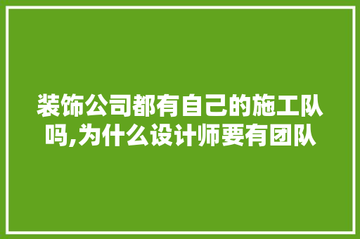 装饰公司都有自己的施工队吗,为什么设计师要有团队精神。 装饰公司都有自己的施工队吗,为什么设计师要有团队精神。 必应SEO