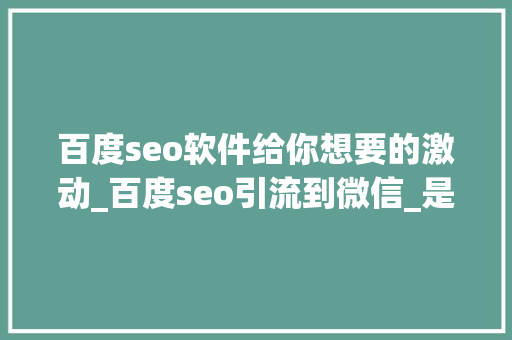 百度seo软件给你想要的激动_百度seo引流到微信_是什么让你天天风雨无阻的做SEO 百度seo软件给你想要的激动_百度seo引流到微信_是什么让你天天风雨无阻的做SEO 神马SEO