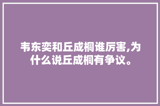 韦东奕和丘成桐谁厉害,为什么说丘成桐有争议。 韦东奕和丘成桐谁厉害,为什么说丘成桐有争议。 网站建设公司