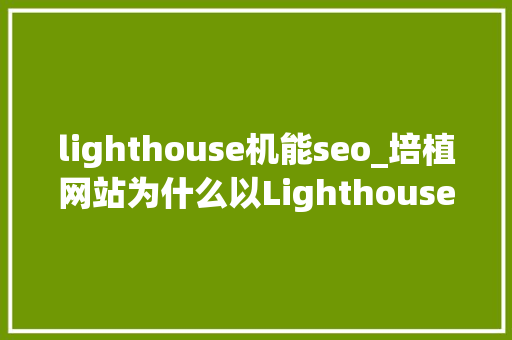 lighthouse机能seo_培植网站为什么以Lighthouse为检测标准 lighthouse机能seo_培植网站为什么以Lighthouse为检测标准 必应SEO