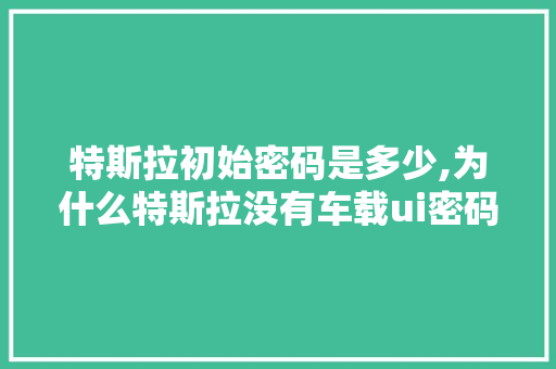 特斯拉初始密码是多少,为什么特斯拉没有车载ui密码呢。 特斯拉初始密码是多少,为什么特斯拉没有车载ui密码呢。 网站建设公司