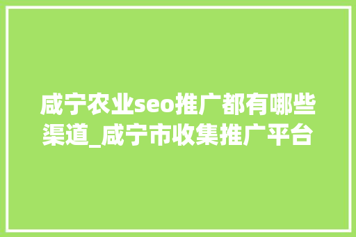 咸宁农业seo推广都有哪些渠道_咸宁市收集推广平台品牌推广渠道 咸宁农业seo推广都有哪些渠道_咸宁市收集推广平台品牌推广渠道 神马SEO