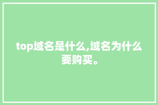top域名是什么,域名为什么要购买。