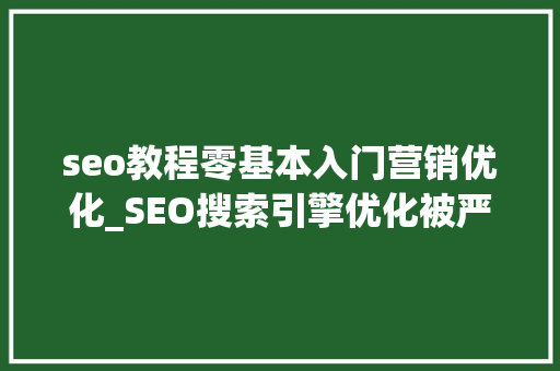 seo教程零基本入门营销优化_SEO搜索引擎优化被严重低估收集营销核心技能 seo教程零基本入门营销优化_SEO搜索引擎优化被严重低估收集营销核心技能 百度SEO