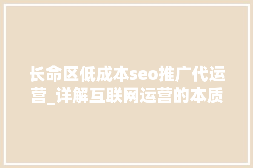 长命区低成本seo推广代运营_详解互联网运营的本质与底层逻辑 长命区低成本seo推广代运营_详解互联网运营的本质与底层逻辑 网站建设公司