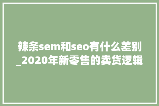 辣条sem和seo有什么差别_2020年新零售的卖货逻辑从产品输出到策划输出 辣条sem和seo有什么差别_2020年新零售的卖货逻辑从产品输出到策划输出 搜狗SEO