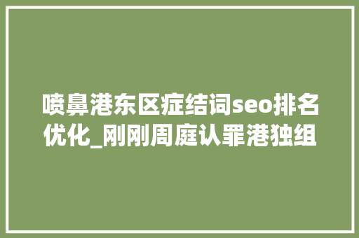 喷鼻港东区症结词seo排名优化_刚刚周庭认罪港独组织终结内幕曝光… 神马SEO