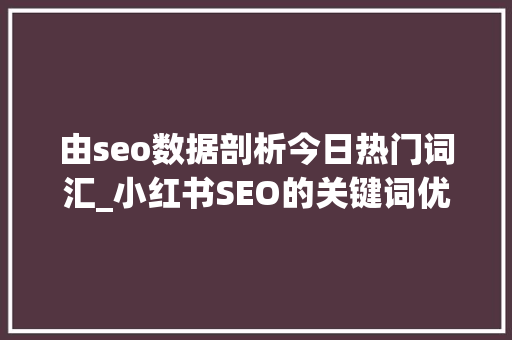由seo数据剖析今日热门词汇_小红书SEO的关键词优化分析周全覆盖热门词汇 由seo数据剖析今日热门词汇_小红书SEO的关键词优化分析周全覆盖热门词汇 网站建设公司