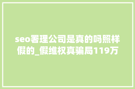 seo署理公司是真的吗照样假的_假维权真骗局119万大年夜数据揭秘代理维权灰产 seo署理公司是真的吗照样假的_假维权真骗局119万大年夜数据揭秘代理维权灰产 网站建设公司