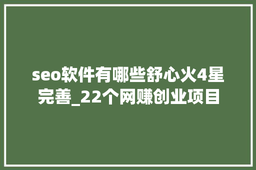 seo软件有哪些舒心火4星完善_22个网赚创业项目 seo软件有哪些舒心火4星完善_22个网赚创业项目 百度SEO