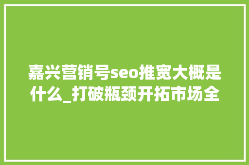 嘉兴营销号seo推宽大概是什么_打破瓶颈开拓市场全网智能营销推广策略解析 嘉兴营销号seo推宽大概是什么_打破瓶颈开拓市场全网智能营销推广策略解析 必应SEO