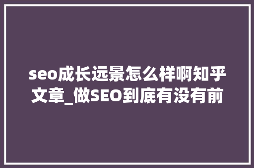 seo成长远景怎么样啊知乎文章_做SEO到底有没有前途看完这篇文章你就明白了 seo成长远景怎么样啊知乎文章_做SEO到底有没有前途看完这篇文章你就明白了 网站建设公司