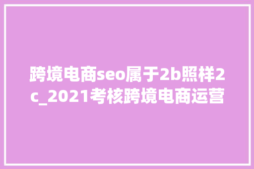 跨境电商seo属于2b照样2c_2021考核跨境电商运营人员的基本维度是什么 跨境电商seo属于2b照样2c_2021考核跨境电商运营人员的基本维度是什么 网站建设公司