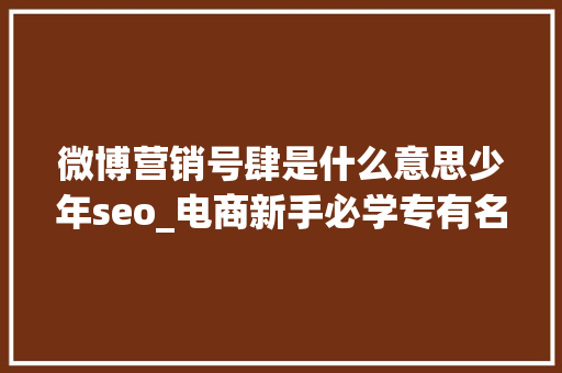 微博营销号肆是什么意思少年seo_电商新手必学专有名词推广篇 微博营销号肆是什么意思少年seo_电商新手必学专有名词推广篇 百度SEO