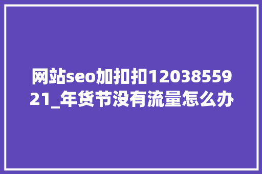 网站seo加扣扣1203855921_年货节没有流量怎么办 网站seo加扣扣1203855921_年货节没有流量怎么办 网站建设公司