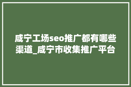 咸宁工场seo推广都有哪些渠道_咸宁市收集推广平台品牌推广渠道 咸宁工场seo推广都有哪些渠道_咸宁市收集推广平台品牌推广渠道 必应SEO