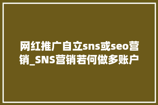 网红推广自立sns或seo营销_SNS营销若何做多账户SNS营销套路 网红推广自立sns或seo营销_SNS营销若何做多账户SNS营销套路 必应SEO