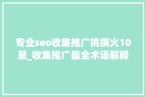 专业seo收集推广挑撰火10星_收集推广最全术语解释建议收藏 专业seo收集推广挑撰火10星_收集推广最全术语解释建议收藏 神马SEO