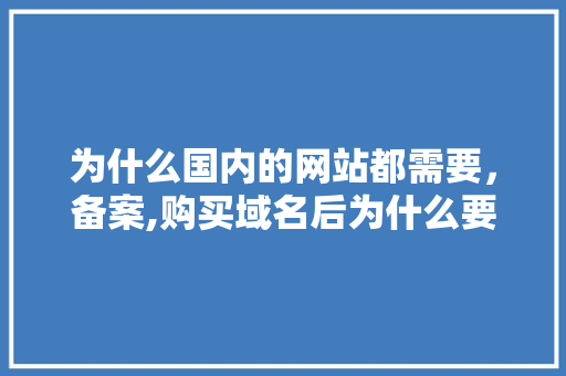 为什么国内的网站都需要，备案,购买域名后为什么要备案呢。 为什么国内的网站都需要，备案,购买域名后为什么要备案呢。 网站建设公司