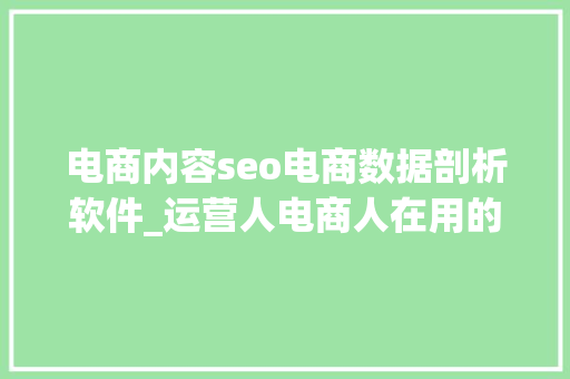 电商内容seo电商数据剖析软件_运营人电商人在用的数据分析对象你知道几个 电商内容seo电商数据剖析软件_运营人电商人在用的数据分析对象你知道几个 必应SEO