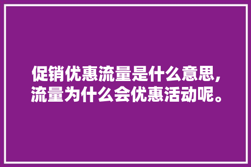 促销优惠流量是什么意思,流量为什么会优惠活动呢。 促销优惠流量是什么意思,流量为什么会优惠活动呢。 SEO关键词