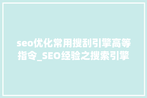 seo优化常用搜刮引擎高等指令_SEO经验之搜索引擎高级搜索指令 seo优化常用搜刮引擎高等指令_SEO经验之搜索引擎高级搜索指令 百度SEO