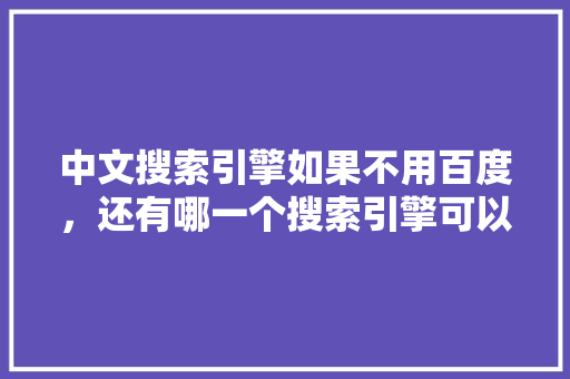 中文搜索引擎如果不用百度，还有哪一个搜索引擎可以代替百度的地位,为什么不用百度地图。 中文搜索引擎如果不用百度，还有哪一个搜索引擎可以代替百度的地位,为什么不用百度地图。 百度SEO
