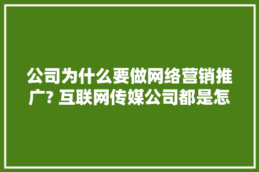 公司为什么要做网络营销推广? 互联网传媒公司都是怎么做的,为什么要网站建设呢。 公司为什么要做网络营销推广? 互联网传媒公司都是怎么做的,为什么要网站建设呢。 搜狗SEO