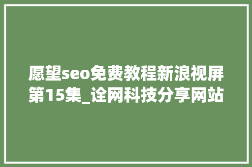 愿望seo免费教程新浪视屏第15集_诠网科技分享网站优化新手SEO入门教程 愿望seo免费教程新浪视屏第15集_诠网科技分享网站优化新手SEO入门教程 百度SEO