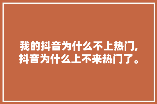 我的抖音为什么不上热门,抖音为什么上不来热门了。 百度SEO 我的抖音为什么不上热门,抖音为什么上不来热门了。 我的抖音为什么不上热门,抖音为什么上不来热门了。 百度SEO