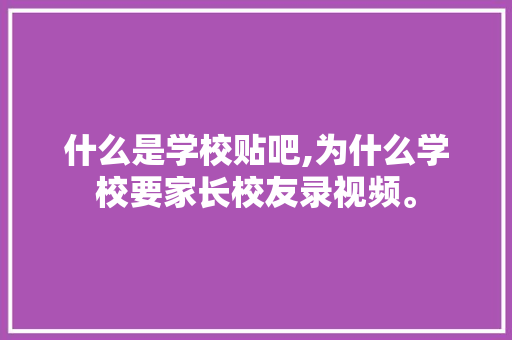 什么是学校贴吧,为什么学校要家长校友录视频。 什么是学校贴吧,为什么学校要家长校友录视频。 百度SEO