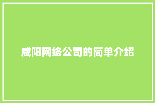 咸阳网络公司的简单介绍 咸阳网络公司的简单介绍 网站建设公司