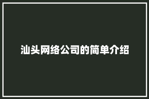 汕头网络公司的简单介绍 汕头网络公司的简单介绍 网站建设公司