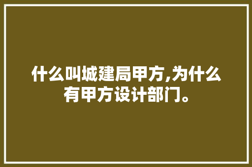 什么叫城建局甲方,为什么有甲方设计部门。 什么叫城建局甲方,为什么有甲方设计部门。 网站建设公司