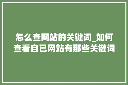 怎么查网站的关键词_如何查看自已网站有那些关键词。 怎么查网站的关键词_如何查看自已网站有那些关键词。 SEO关键词
